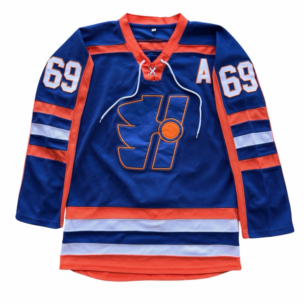 Halifax Highlanders #69 Doug The Thug Glatt Goon Movie Hockey Jersey Fight Strap